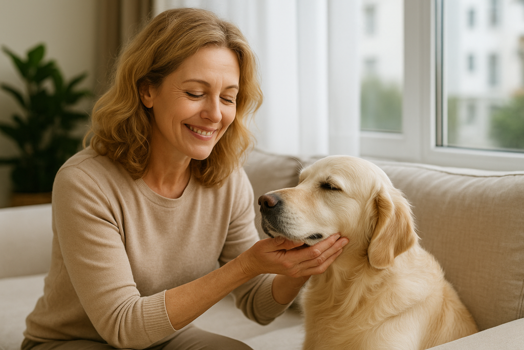 Complicité entre un maître et son chien soulagé de l’arthrose