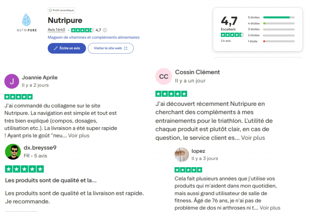 Les avis client sur la marque nutripure