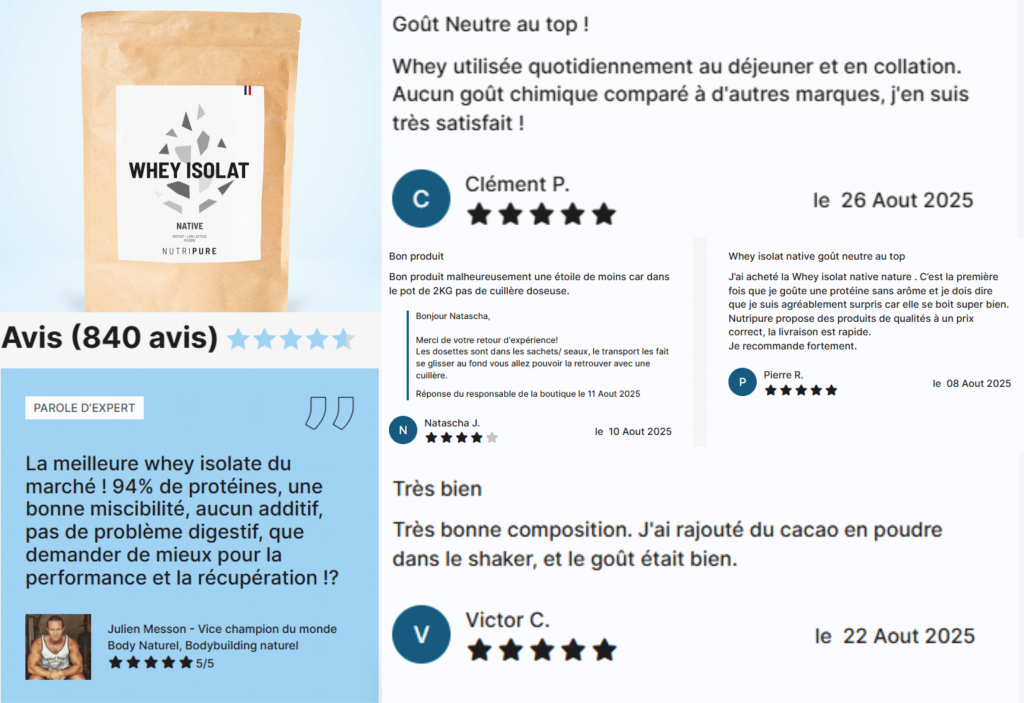Les avis clients sur la whey nutripure