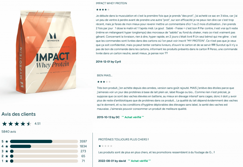 avis Impact Whey Protein MyProtein