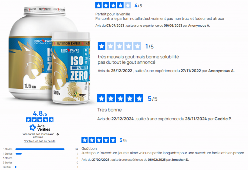avis Iso Whey 100% Zero d’Eric Favre