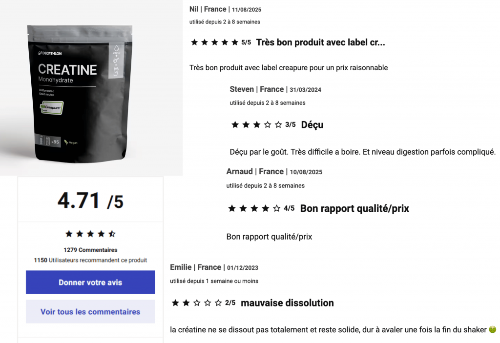 avis créatine monohydrate Decathlon
