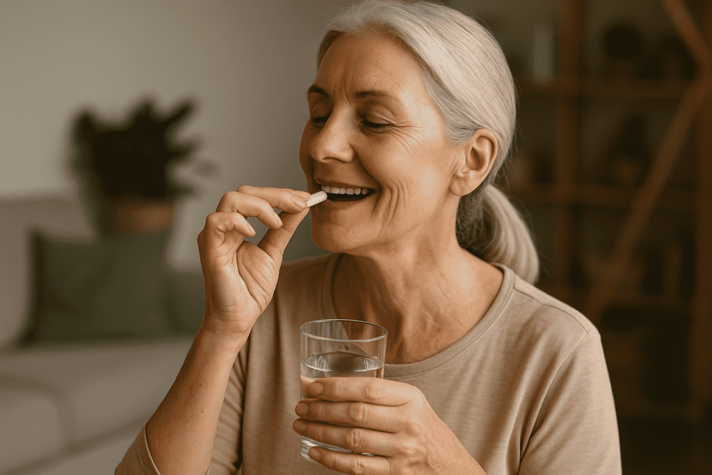 Femme agé profitant des bienfaits du calcium