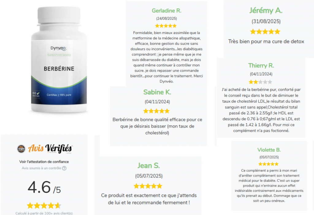 avis des clients sur la berberine de la marque dynveo