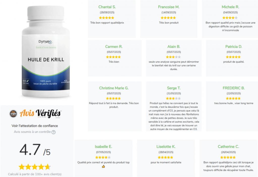 les avis des clients sur l’huile de krill dynveo