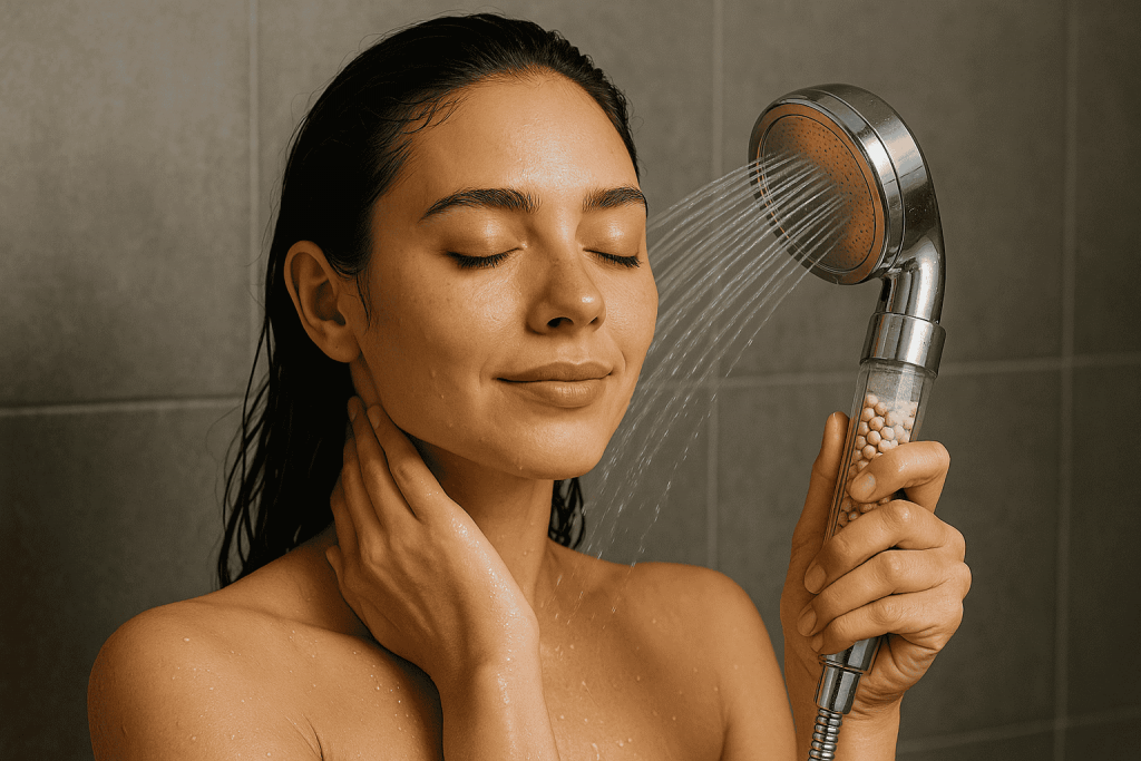 personne prenant un bain profitant ainsi des bienfaits de son filtre anti calcaire douche