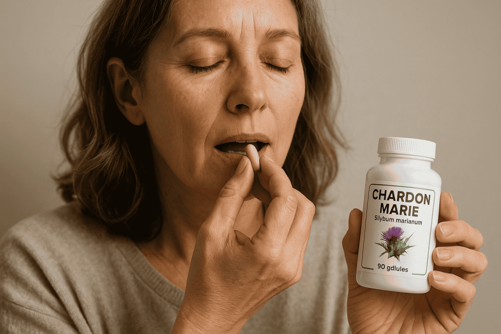 personne profitant des bienfaits du chardon marie