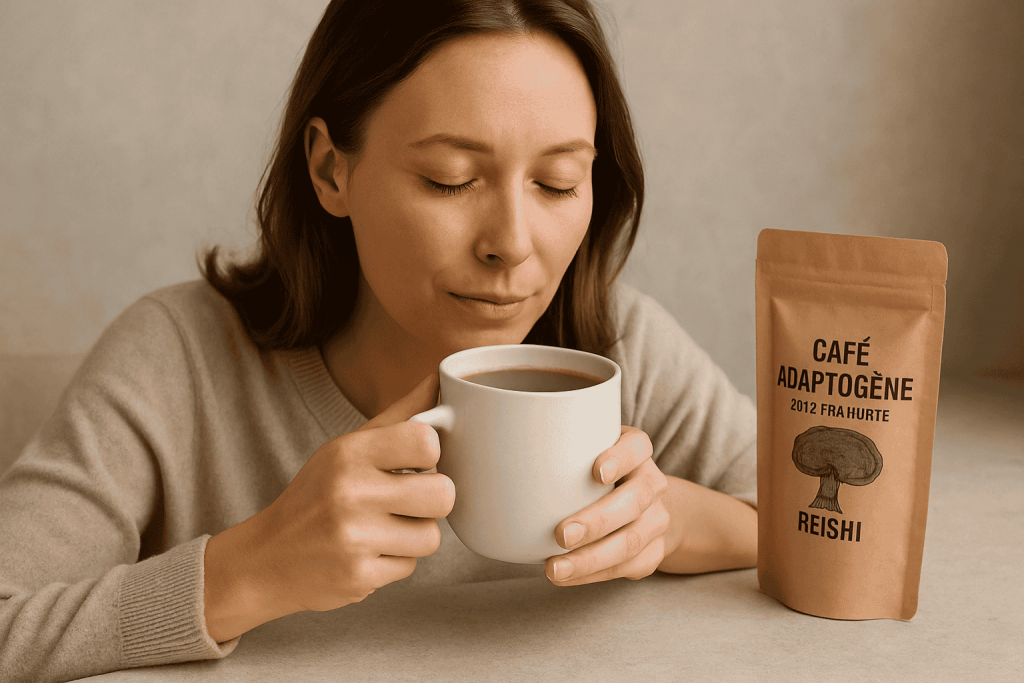 personne profitant des bienfaits d’un café adaptogène