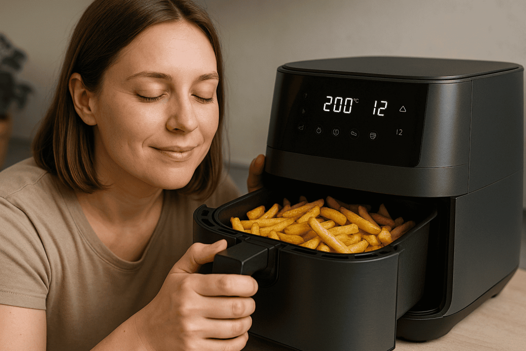 personne utilisant son air fryer