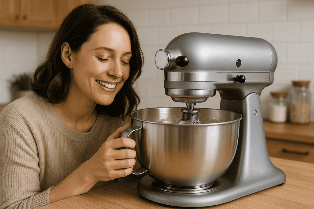 personne utilisant son robot patissier