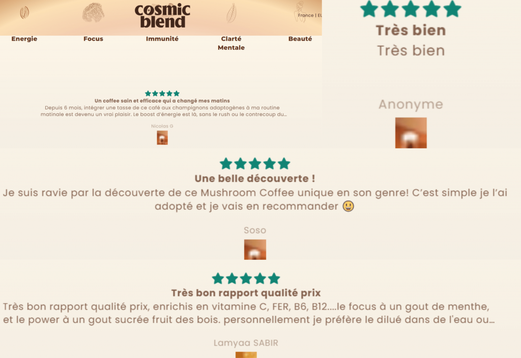 avis des clients sur cosmic blend