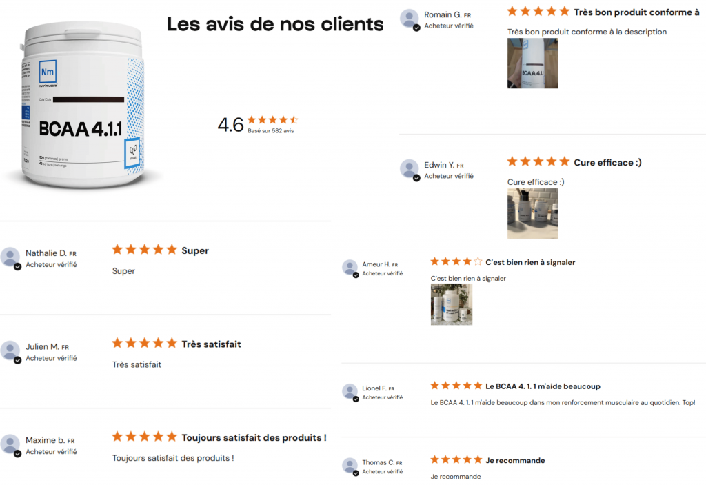 avis des clients sur le bcca de nutrimuscle