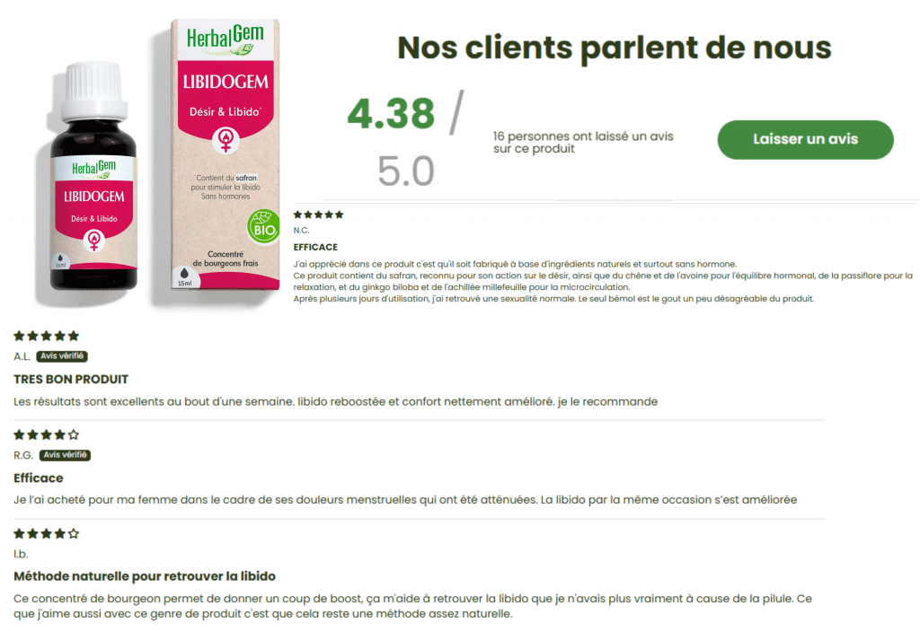 avis des clients sur le libidogem herbalgem