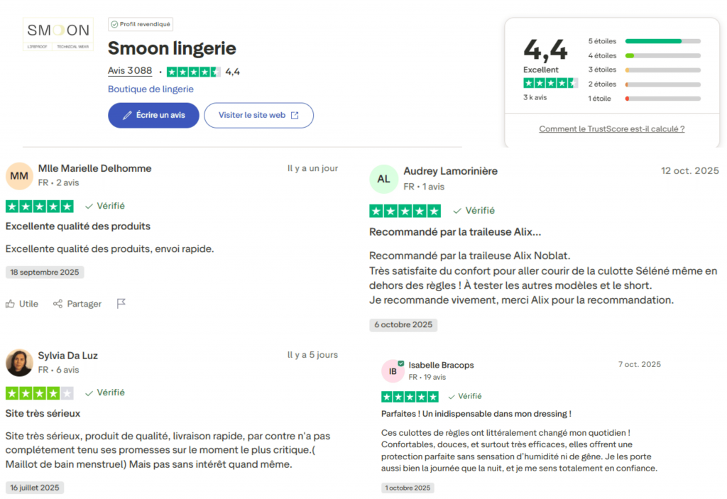 avis des clients sur les sous vêtement smoon