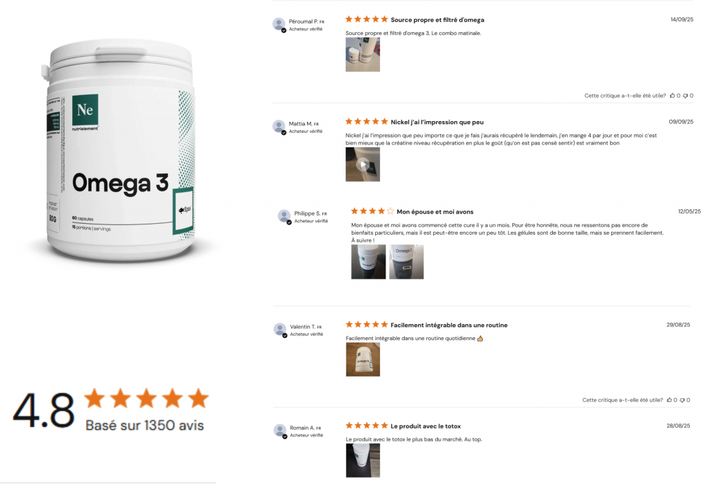 avis des clients sur oméga-3 nutrimuscle