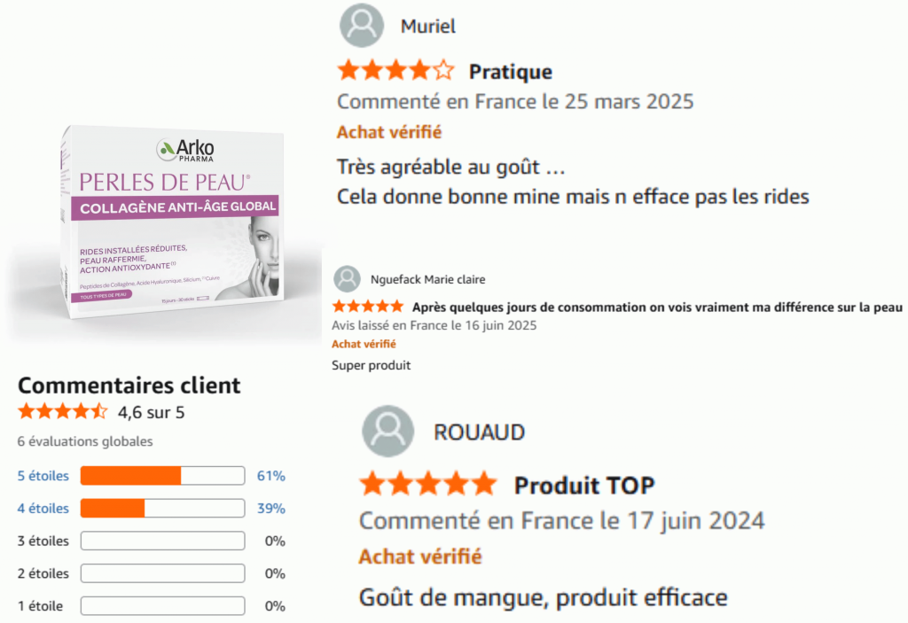 avis des clients sur perles de peau​ arkopharma