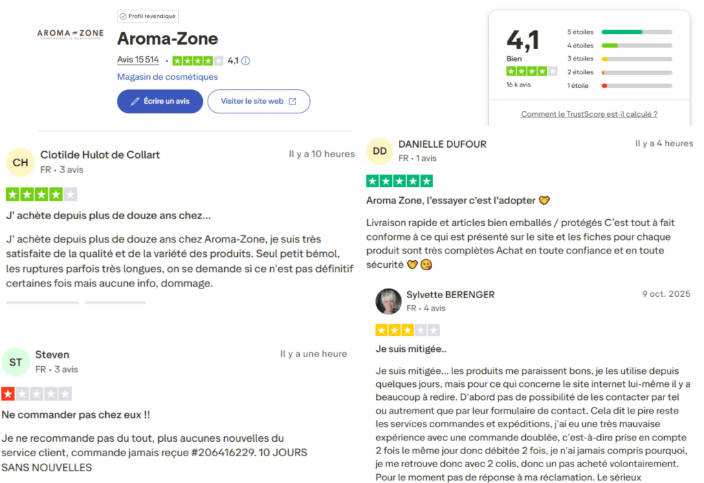 avis sur les produits aroma zone