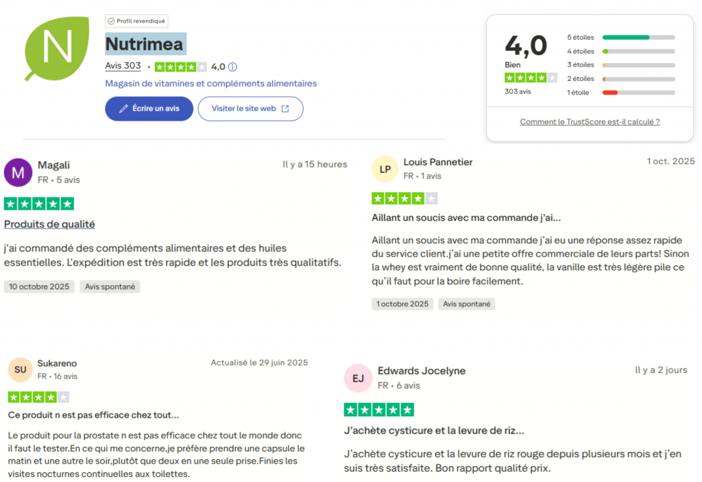 avis sur les produits nutrimea