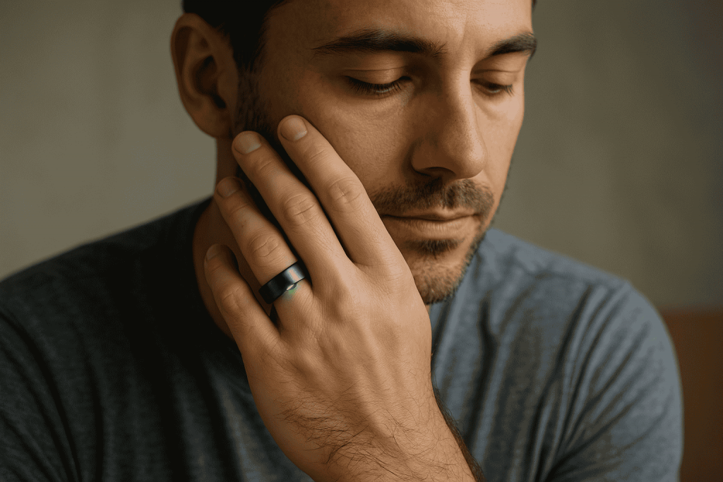 jeune homme profitant de sa bague connectée