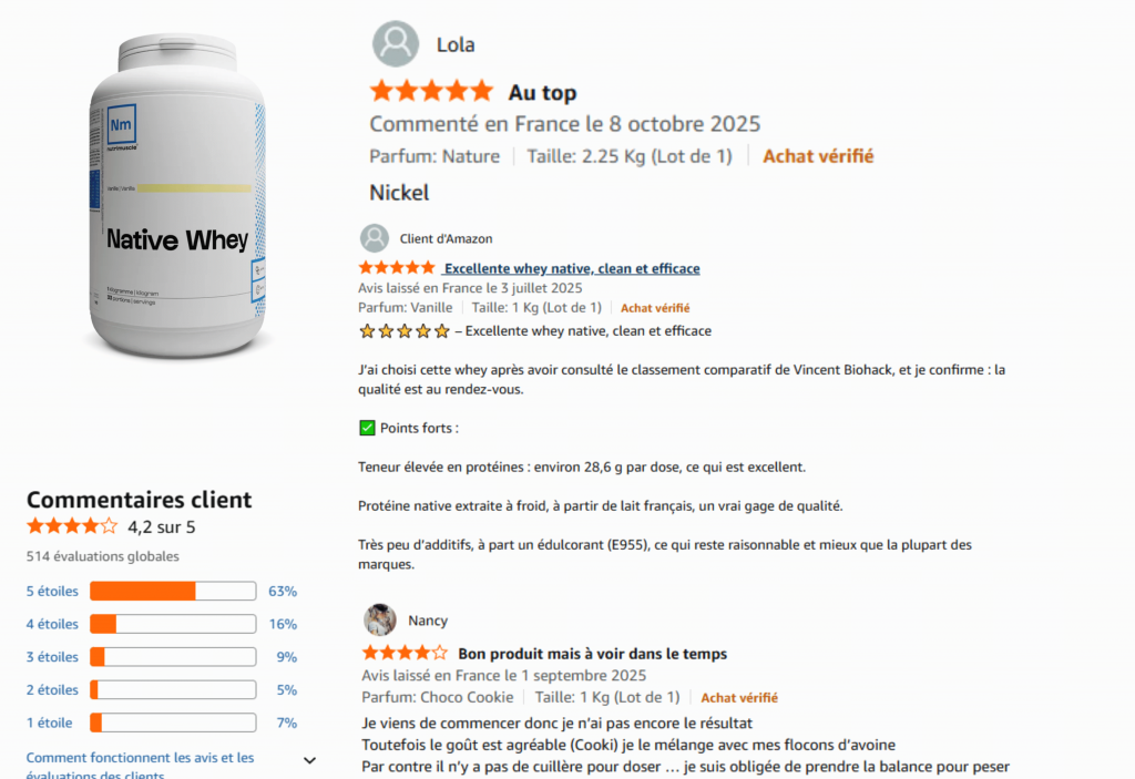 les avis clients le produits la whey de nutrimuslce