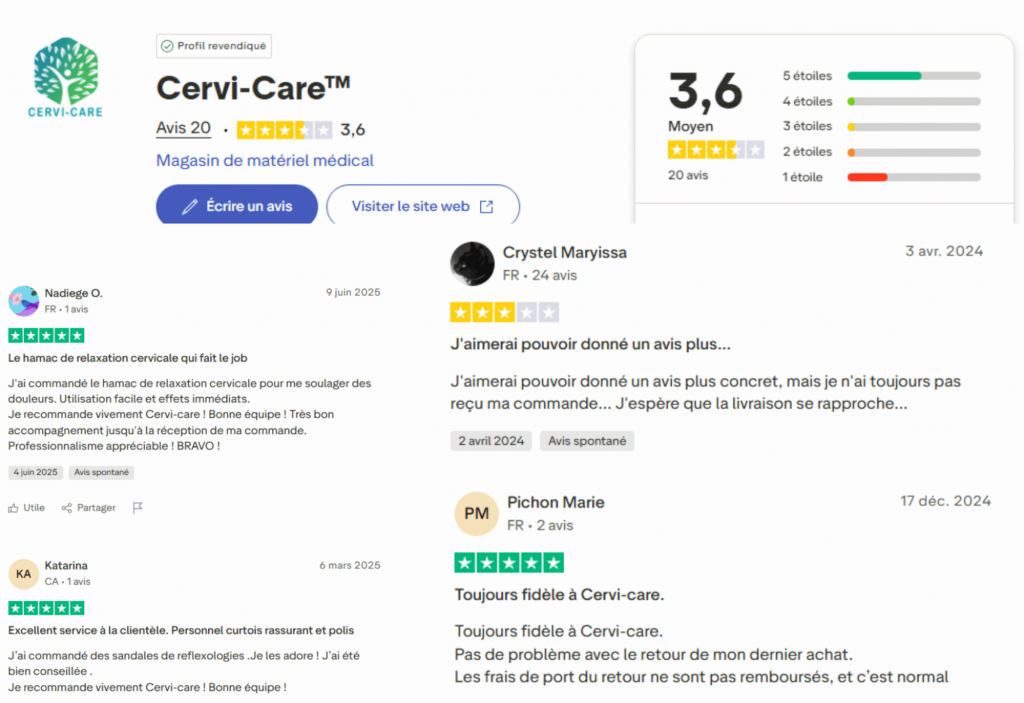 les avis clients sur la marque cervicare