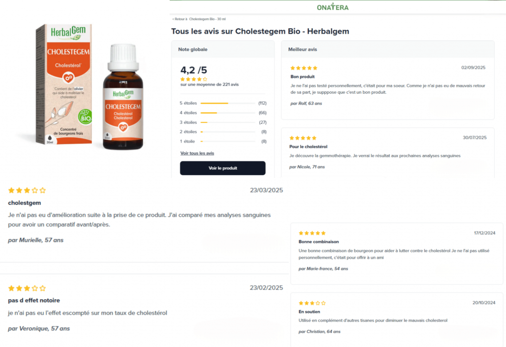 les avis des client sur le cholestérol de herbalgem