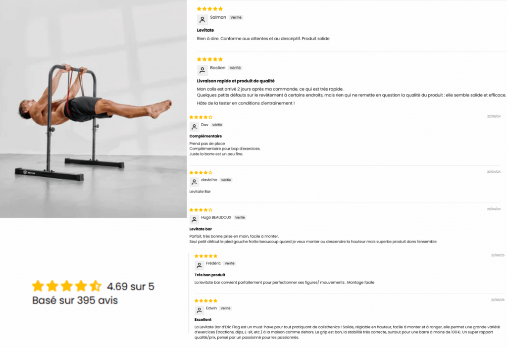les avis des clients sur la levitate bar eric flag