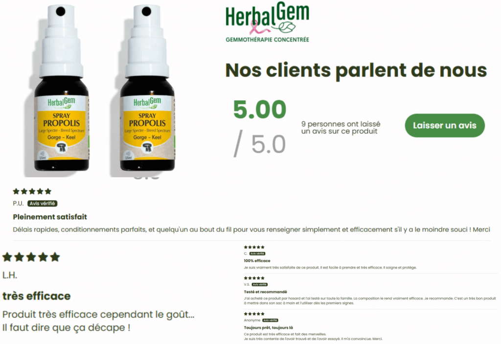 les avis des clients sur le spray propolis large spectre bio