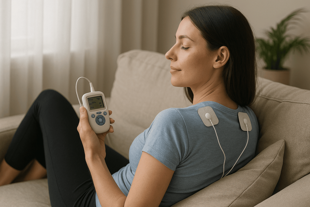 personne profitant des bienfaits du meilleur électrostimulateur anti-douleur