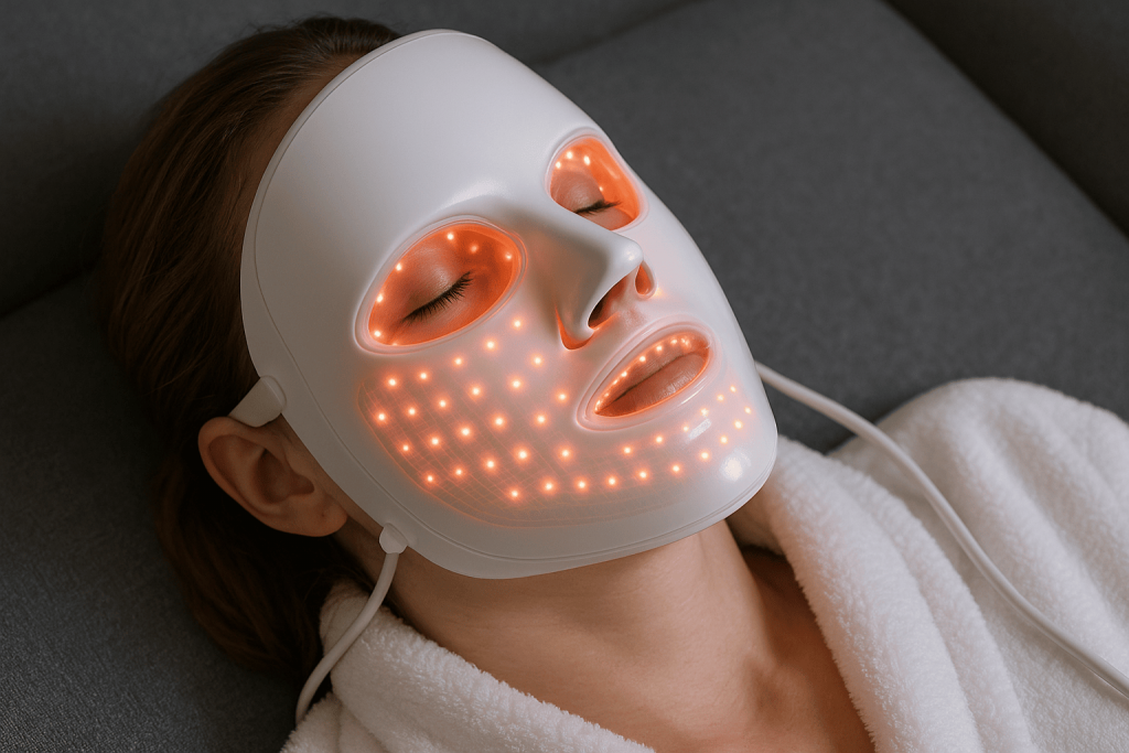 personne profitant des bienfaits du meilleur masque led