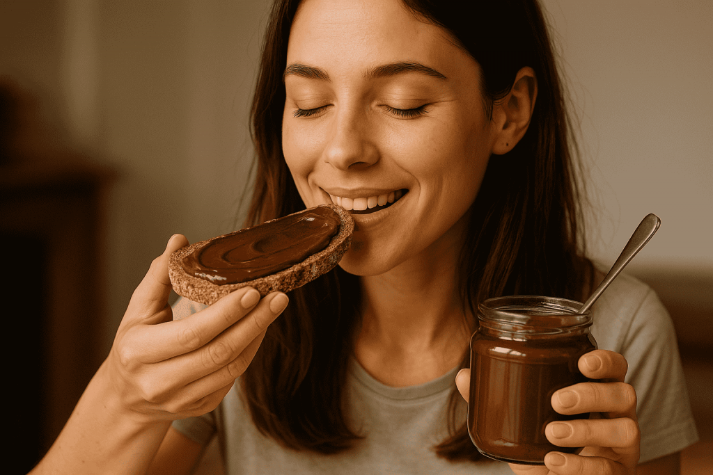 personne profitant d’un bon petit déjeuner avec la meilleure pâte à tartiner protéinée