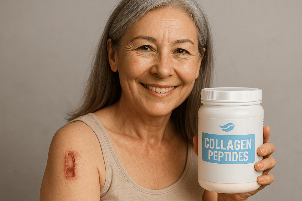 a person benefiting from rapid healing thanks to collagen powder