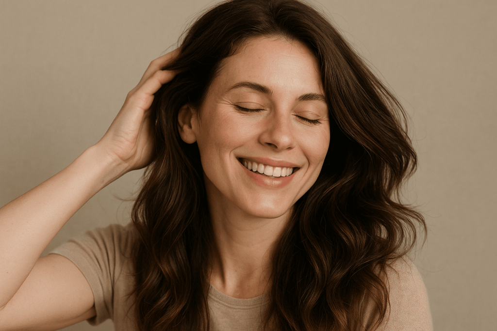 a person enjoying beautiful hair growth thanks to collagen