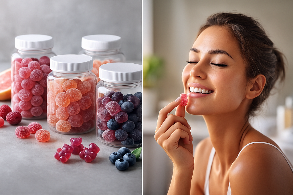 a person enjoying the benefits of collagen gummy candies