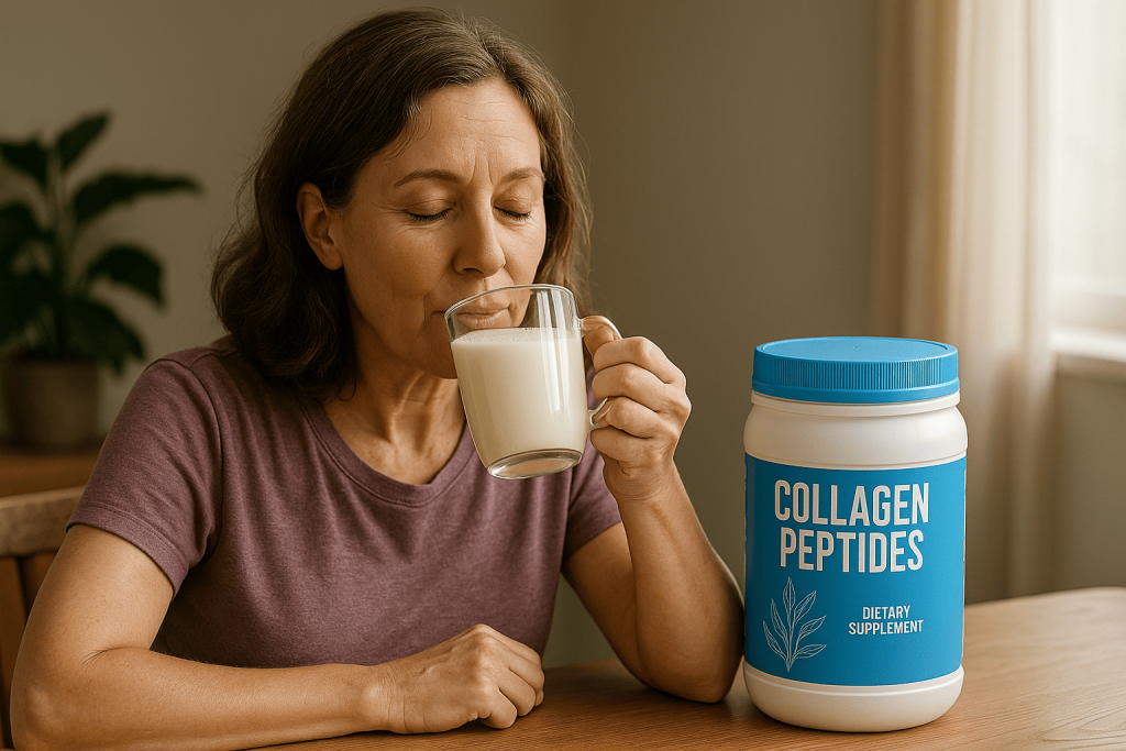 a person enjoying the benefits of collagen powder