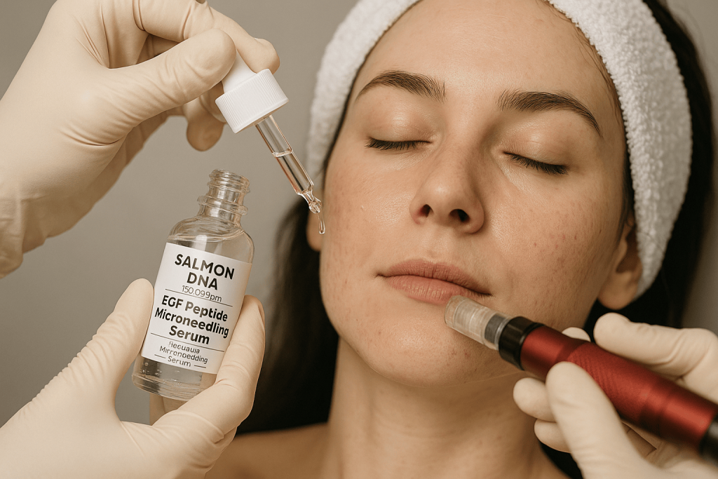 a person enjoying the benefits of collagen serum for microneedling