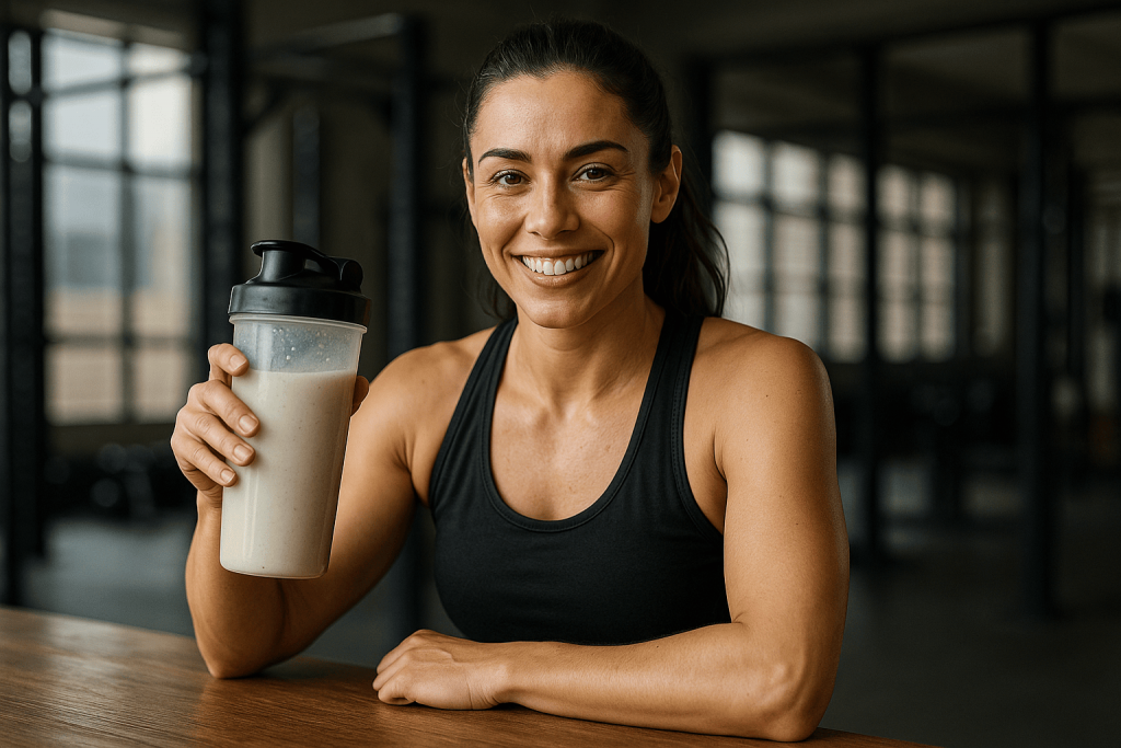 a person using whey protein isolate for weight loss