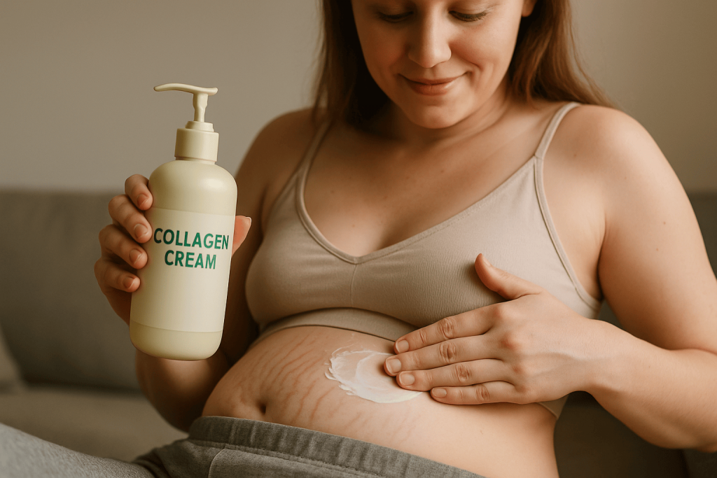 a person with stretch marks enjoying the benefits of collagen