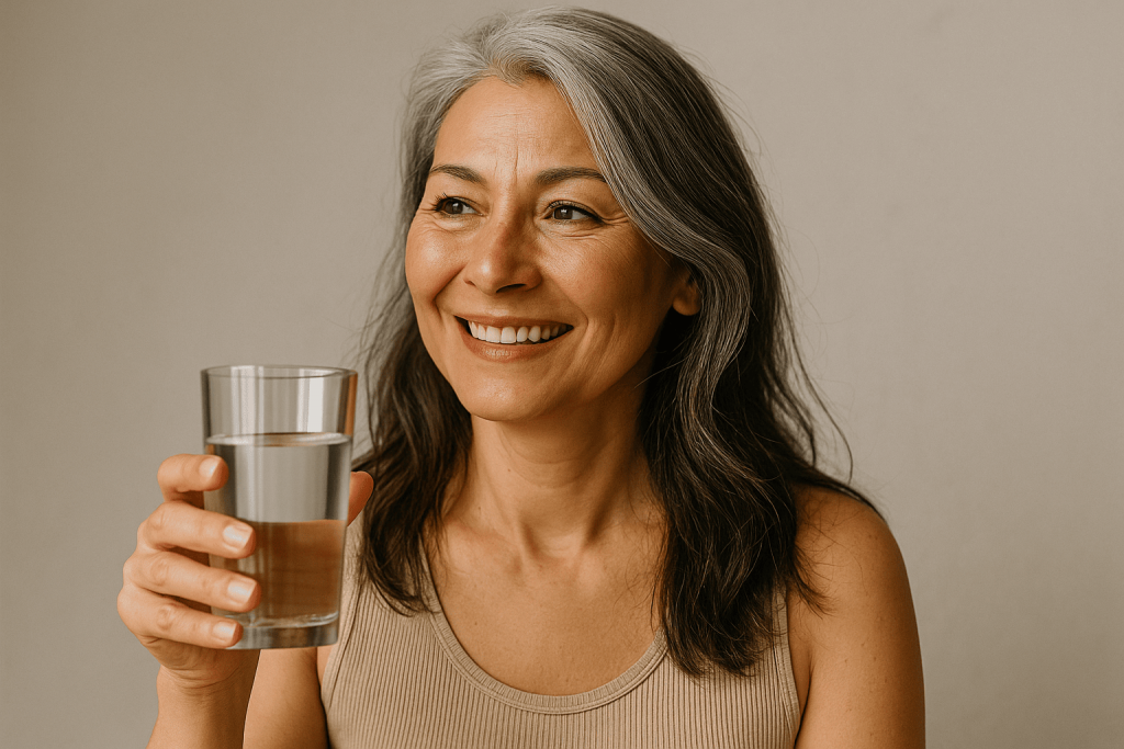 a woman enjoying the benefits of collagen