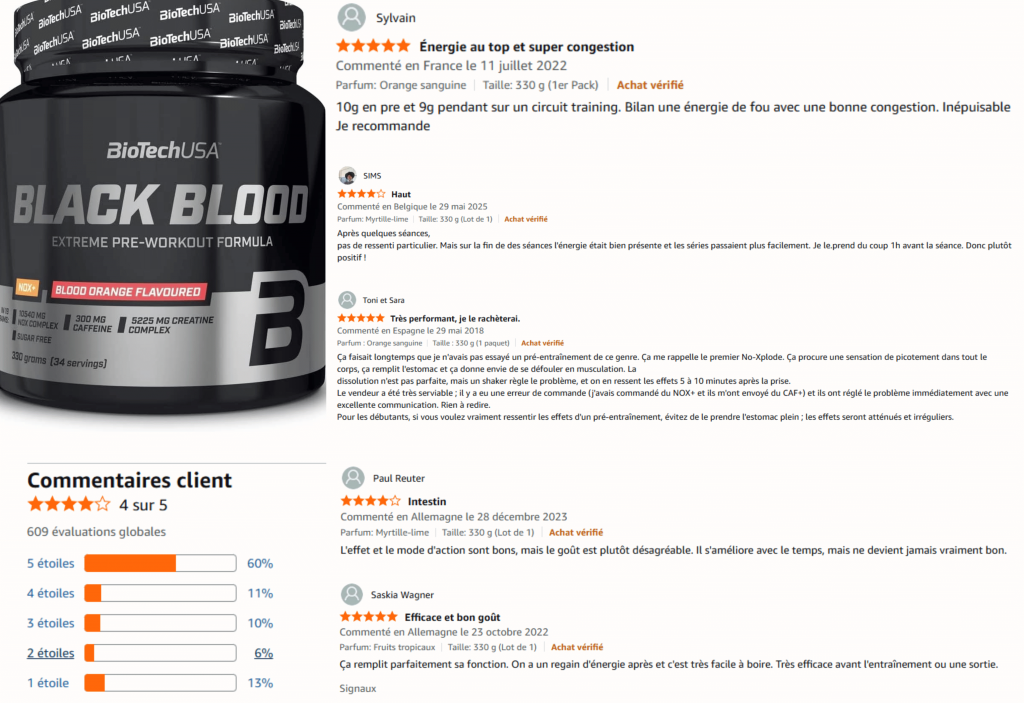 avis des clients sur black blood biotech