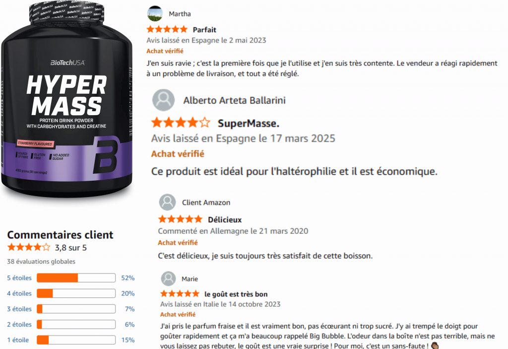 avis des clients sur hyper mass biotech