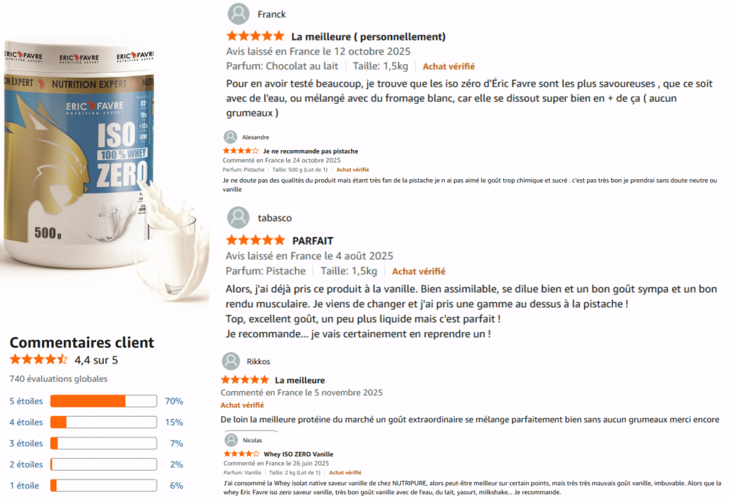 avis des clients sur la whey eric favre