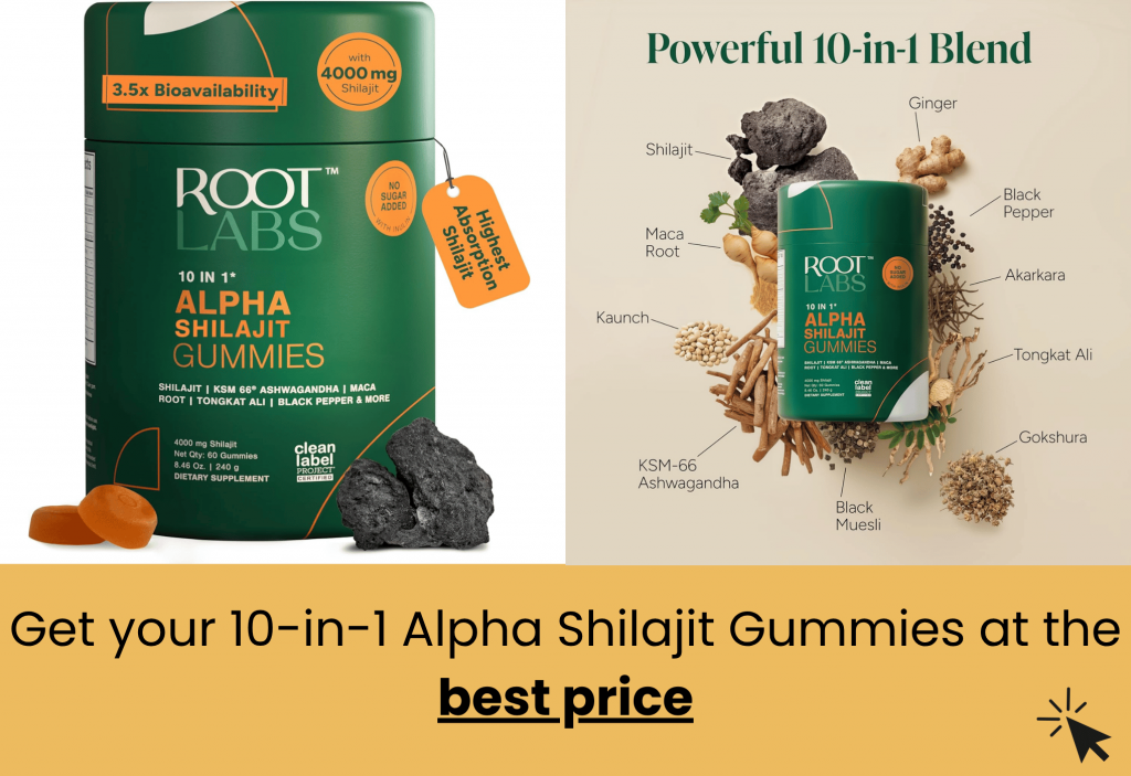 best root labs 10-in-1 alpha shilajit gummies