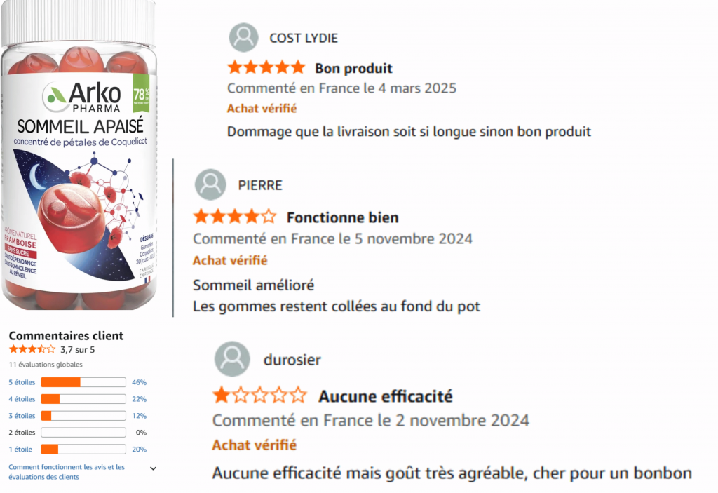 ce que pense les clients de sommeil apaisé arkopharma