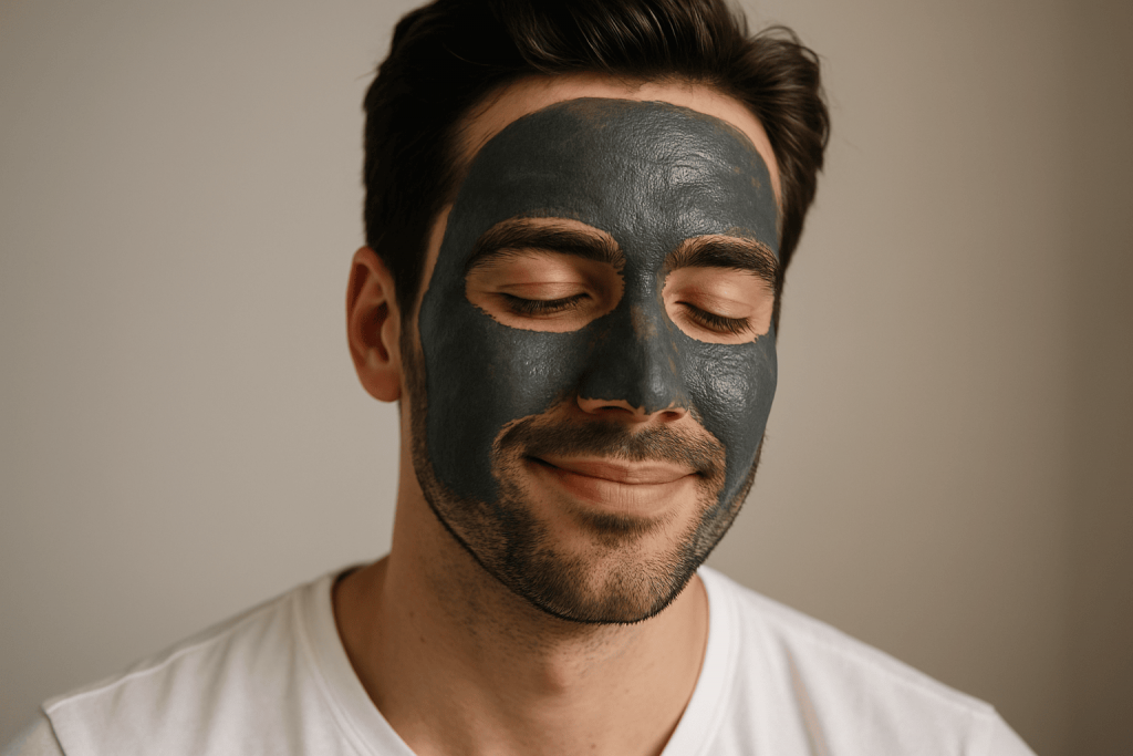 un homme profitant des bienfaits du masque visage pour homme