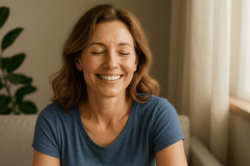una mujer disfrutando de los beneficios de las multivitaminas