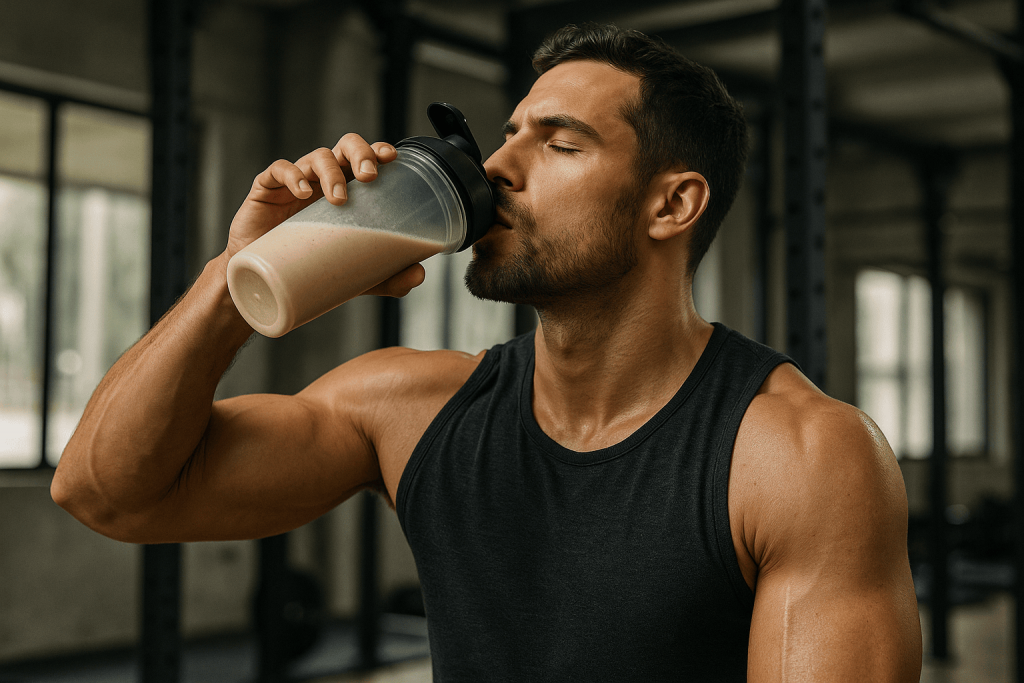 una persona que disfruta de los beneficios de la mejor proteína de suero de leche