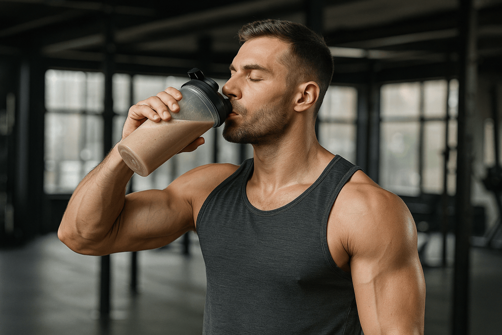 una persona que disfruta de los beneficios de la proteína aislada de suero