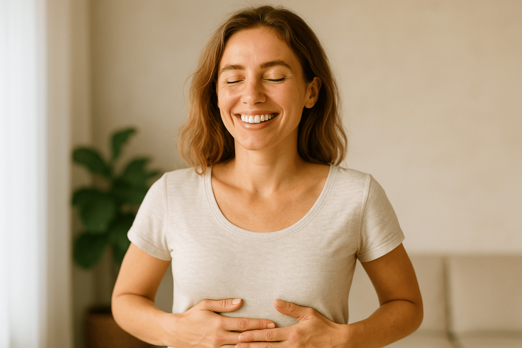 una persona que disfruta de los beneficios de los probióticos