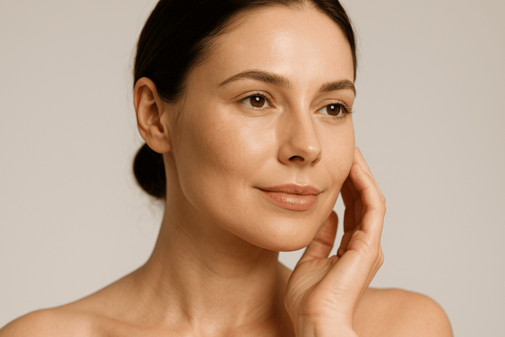 una persona que disfruta de los beneficios del colágeno